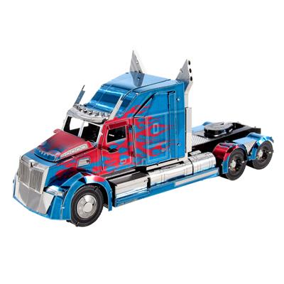 MetalEarth: ICONX - TRANSFORMERS OPTIMUS PRIME CAMION 15.04x4.72x6.80cm, maquette 3D en métal avec 3 feuilles multicolorées, en boîte 13,5x22x2cm, 14+