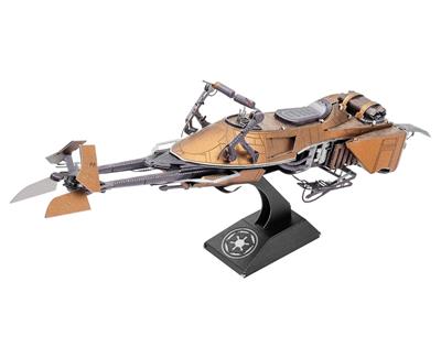 MetalEarth: STAR WARS/SPEEDER BIKE 14,6x2,54x6,1cm, maquette 3D en métal avec 2 feuilles multicolorées, sur carte 12x17cm, 14+