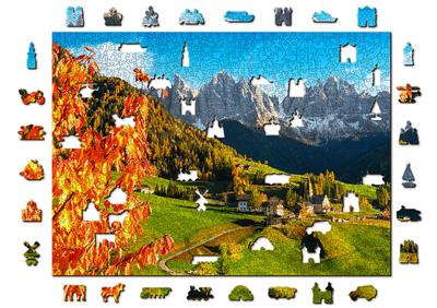 Wooden City Puzzle: SANKT MAGDALENA DOLOMITES ITALY 1010/100, en bois, 8+