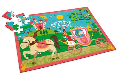 Scratch Puzzle 60pcs: CARROSSE DE PRINCESSE 60x43.5cm, en boîte diam.22xH12cm, 4+