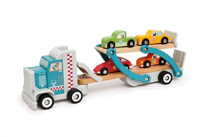 Scratch Preschool: CAMION CONTILOOP 38x10x12cm, 4 voitures inclues, en bois, en boîte, 3+