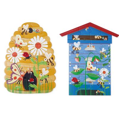 Scratch Puzzle 2 faces 2x20pcs: BEE In&Out (31x42cm & 35.5x43cm), en boîte forme 19,5x26x6,5cm, 3+