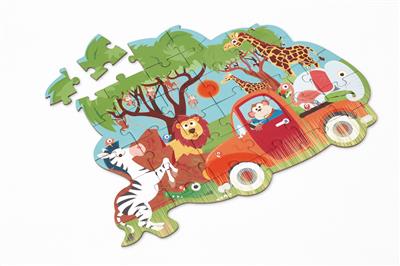 Scratch Puzzle Compact 30pcs: CONTOUR PUZZLE/SAFARI 31x24cm, en boîte forme 16x16x4cm, 3+