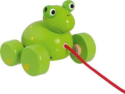 Animal à tirer: GRENOUILLE Frilo 8x9,5x8,5cm, bois, 1+